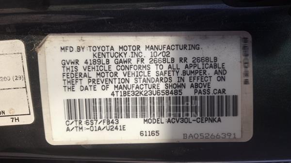 Photo 1 VIN: 4T1BE32K23U658485 - TOYOTA CAMRY 