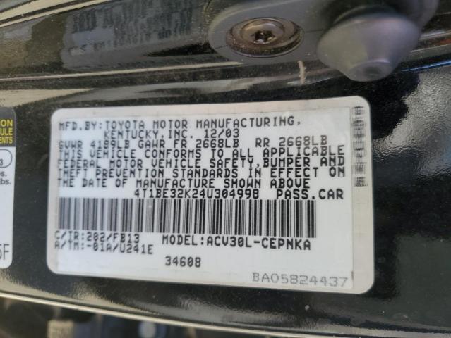 Photo 11 VIN: 4T1BE32K24U304998 - TOYOTA CAMRY LE 