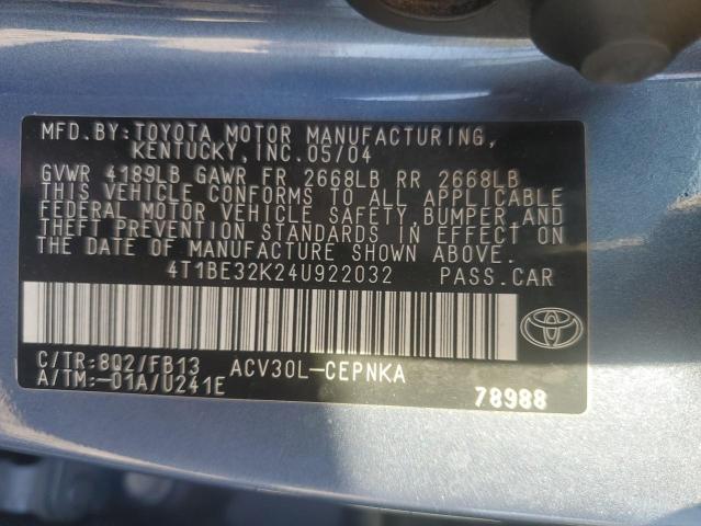 Photo 11 VIN: 4T1BE32K24U922032 - TOYOTA CAMRY LE 