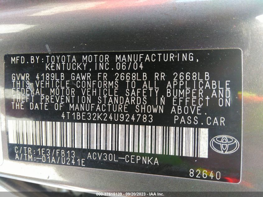 Photo 8 VIN: 4T1BE32K24U924783 - TOYOTA CAMRY 