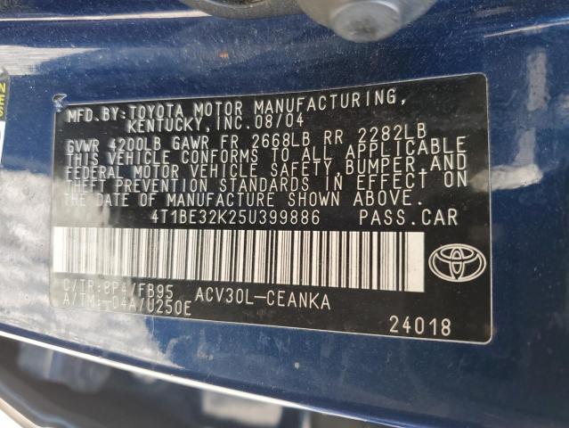 Photo 11 VIN: 4T1BE32K25U399886 - TOYOTA CAMRY LE 