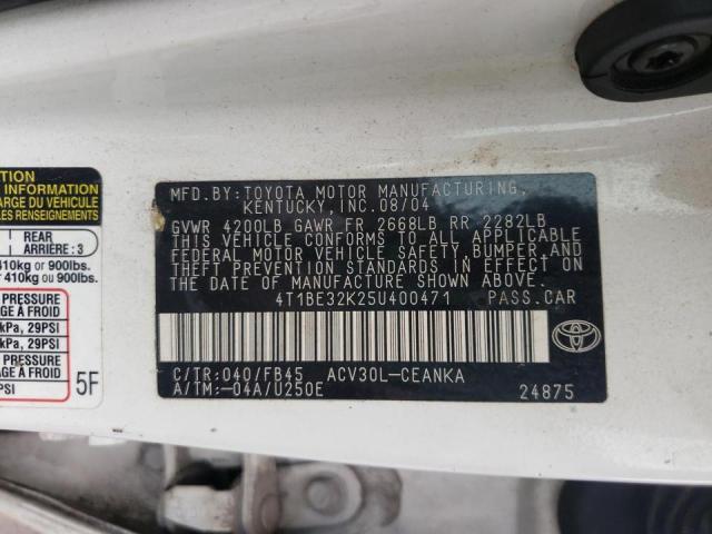 Photo 9 VIN: 4T1BE32K25U400471 - TOYOTA CAMRY LE 