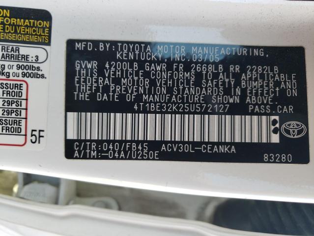 Photo 11 VIN: 4T1BE32K25U572127 - TOYOTA CAMRY LE 