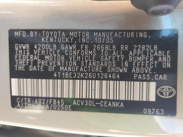 Photo 11 VIN: 4T1BE32K26U126464 - TOYOTA CAMRY LE 