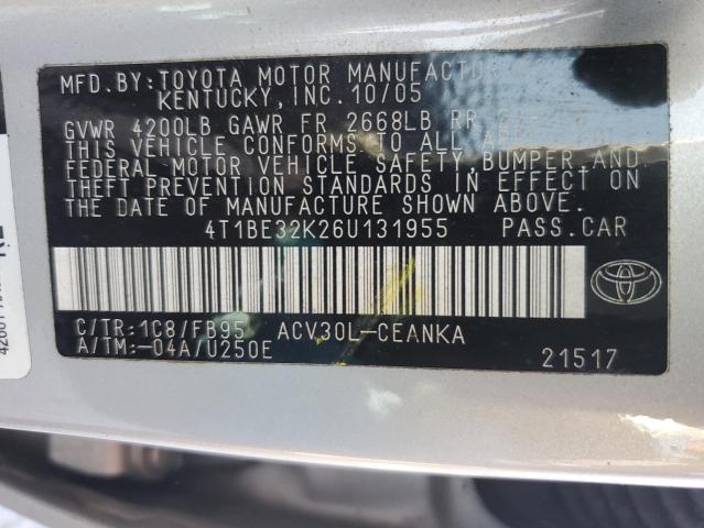 Photo 11 VIN: 4T1BE32K26U131955 - TOYOTA CAMRY LE 