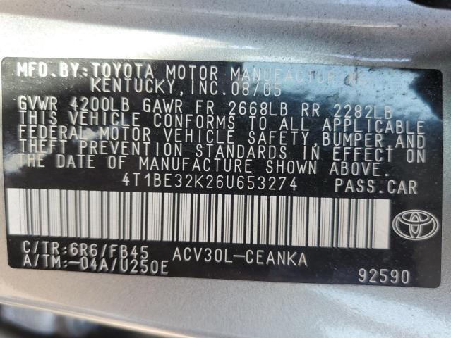 Photo 11 VIN: 4T1BE32K26U653274 - TOYOTA CAMRY 