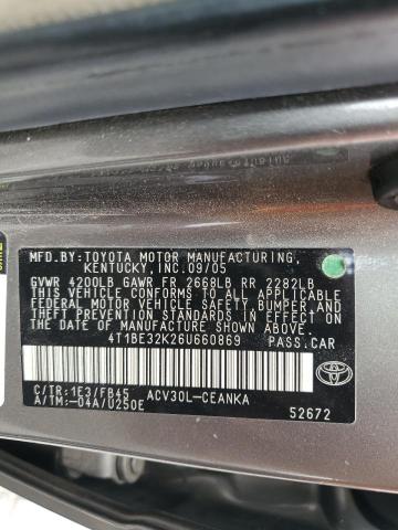 Photo 11 VIN: 4T1BE32K26U660869 - TOYOTA CAMRY LE 