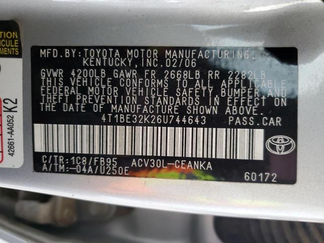 Photo 12 VIN: 4T1BE32K26U744643 - TOYOTA CAMRY LE 