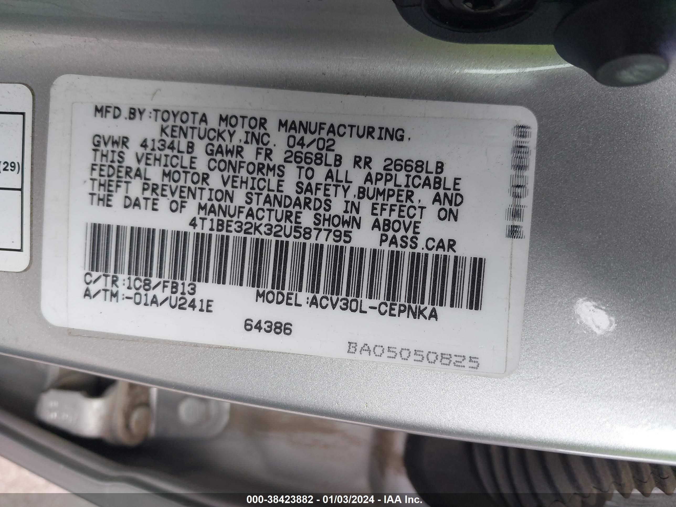 Photo 8 VIN: 4T1BE32K32U587795 - TOYOTA CAMRY 