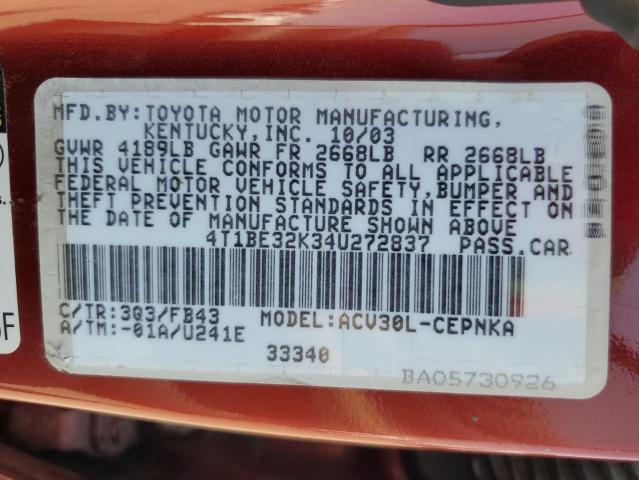 Photo 11 VIN: 4T1BE32K34U272837 - TOYOTA CAMRY LE 