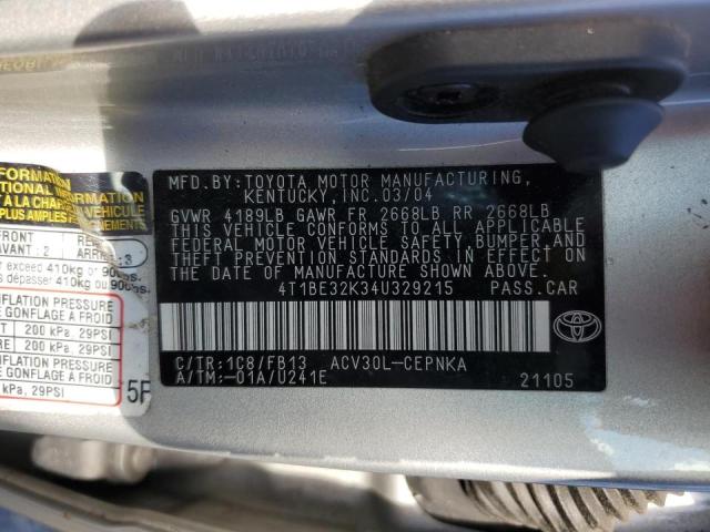 Photo 11 VIN: 4T1BE32K34U329215 - TOYOTA CAMRY LE 