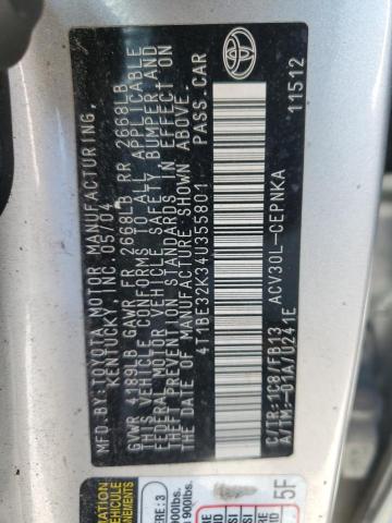 Photo 11 VIN: 4T1BE32K34U355801 - TOYOTA CAMRY LE 