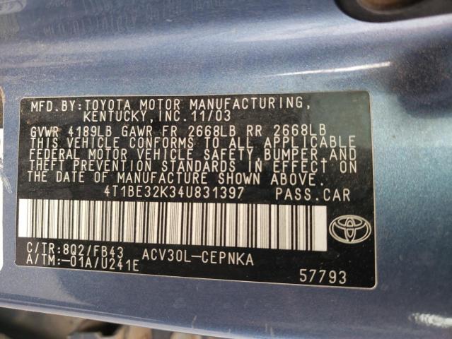 Photo 11 VIN: 4T1BE32K34U831397 - TOYOTA CAMRY LE 