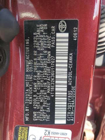 Photo 11 VIN: 4T1BE32K36U117627 - TOYOTA CAMRY LE 