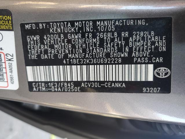 Photo 11 VIN: 4T1BE32K36U692228 - TOYOTA CAMRY LE 