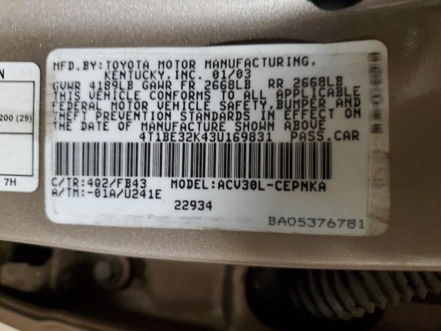 Photo 11 VIN: 4T1BE32K43U169831 - TOYOTA CAMRY LE 