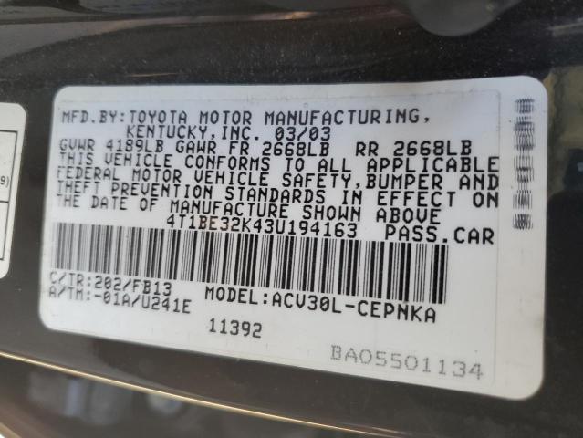 Photo 11 VIN: 4T1BE32K43U194163 - TOYOTA CAMRY 