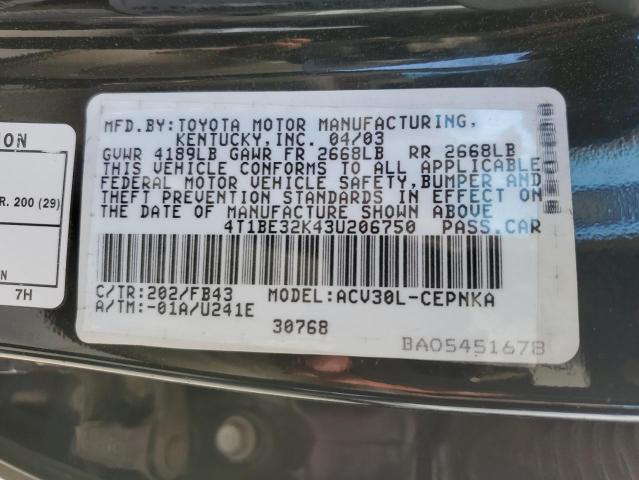 Photo 12 VIN: 4T1BE32K43U206750 - TOYOTA CAMRY 