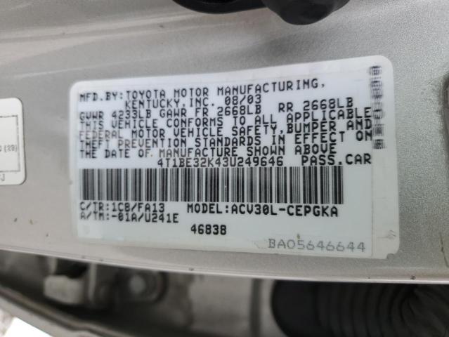 Photo 11 VIN: 4T1BE32K43U249646 - TOYOTA CAMRY 