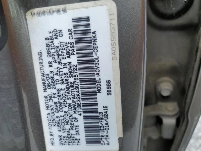 Photo 12 VIN: 4T1BE32K43U755722 - TOYOTA CAMRY LE 