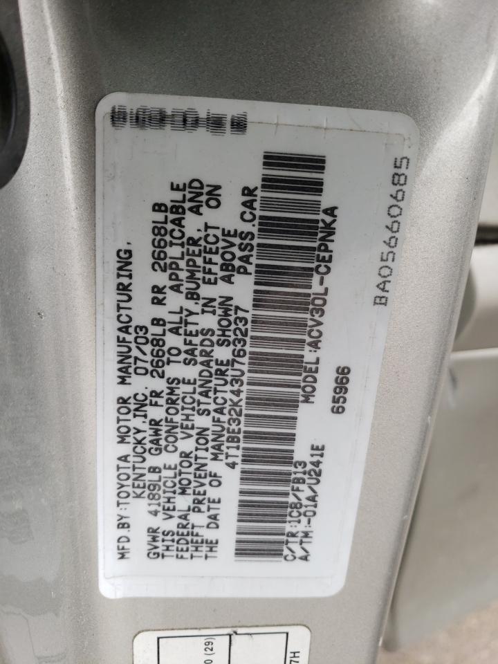 Photo 11 VIN: 4T1BE32K43U763237 - TOYOTA CAMRY 