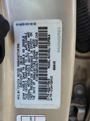 Photo 12 VIN: 4T1BE32K43U779759 - TOYOTA CAMRY 