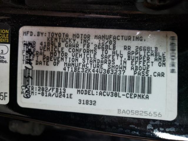 Photo 11 VIN: 4T1BE32K44U303237 - TOYOTA CAMRY LE 