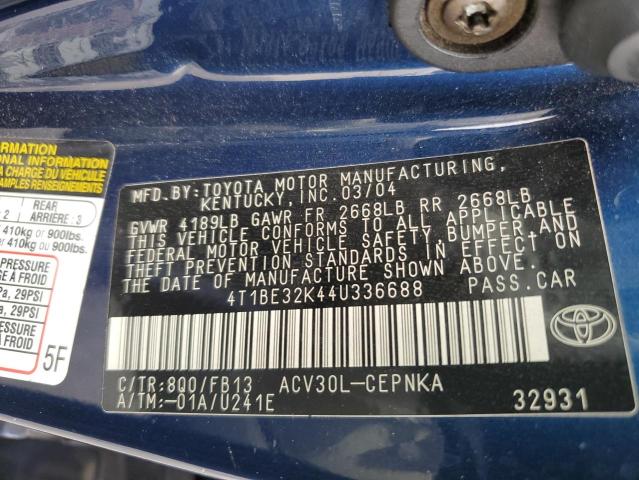 Photo 11 VIN: 4T1BE32K44U336688 - TOYOTA CAMRY LE 