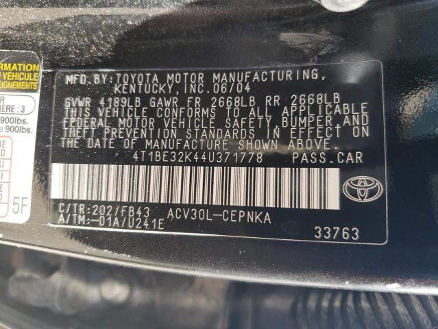 Photo 11 VIN: 4T1BE32K44U371778 - TOYOTA CAMRY 