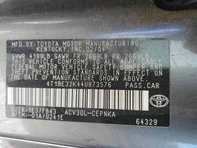 Photo 11 VIN: 4T1BE32K44U873576 - TOYOTA CAMRY LE 