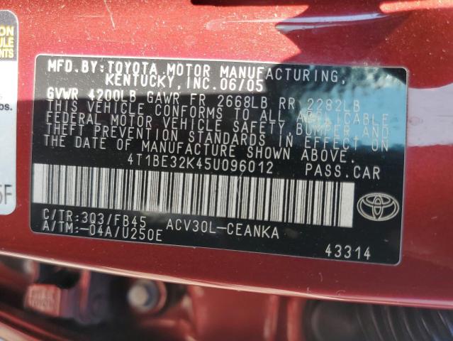 Photo 11 VIN: 4T1BE32K45U096012 - TOYOTA CAMRY 