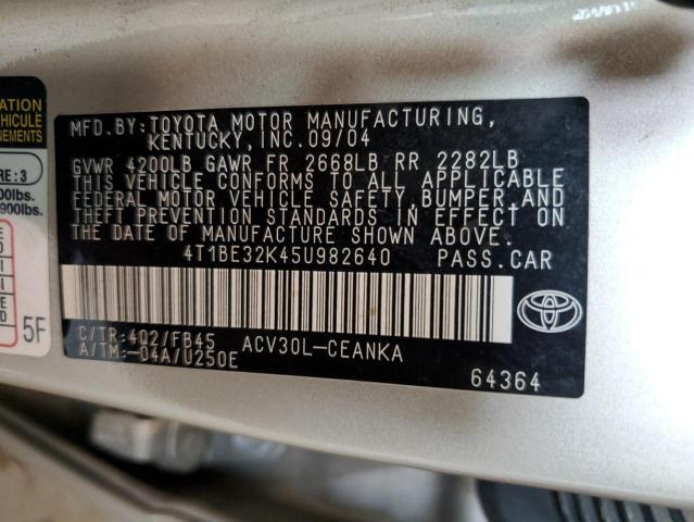 Photo 11 VIN: 4T1BE32K45U982640 - TOYOTA CAMRY LE 