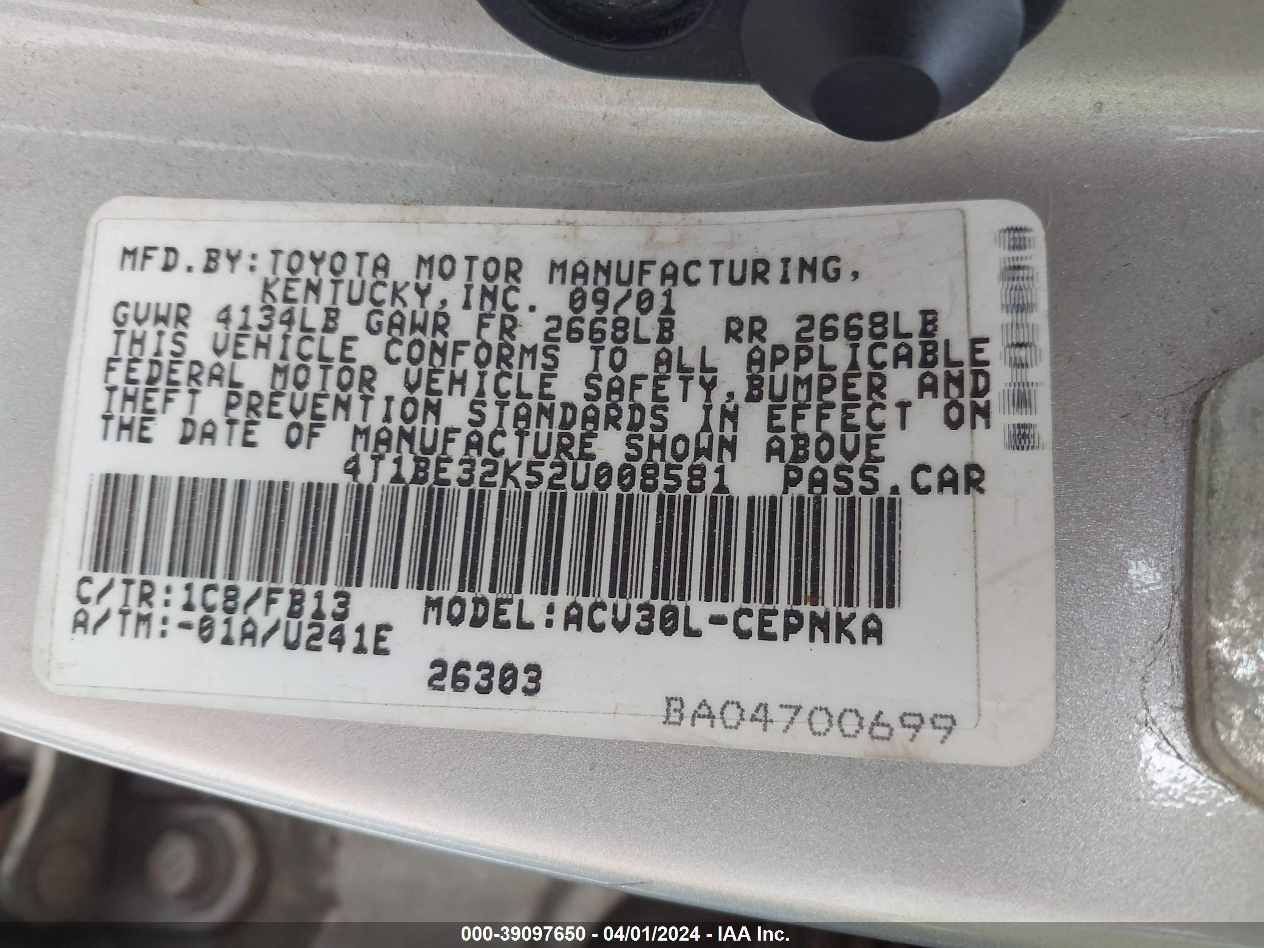 Photo 8 VIN: 4T1BE32K52U008581 - TOYOTA CAMRY 