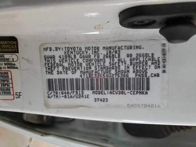 Photo 11 VIN: 4T1BE32K54U275366 - TOYOTA CAMRY LE 