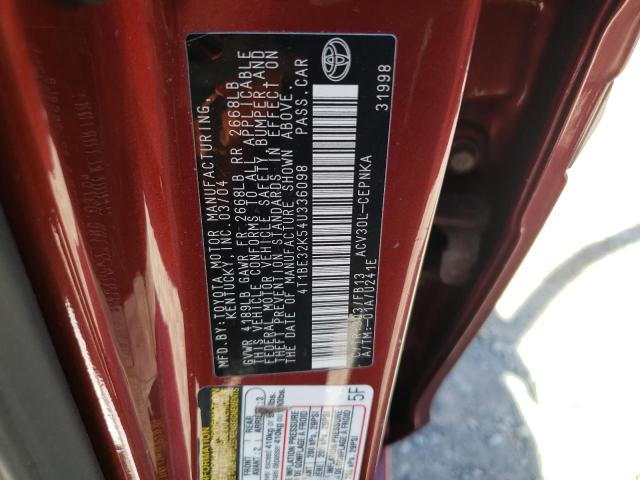 Photo 11 VIN: 4T1BE32K54U336098 - TOYOTA CAMRY LE 