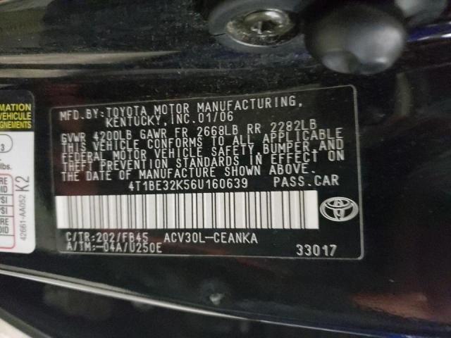 Photo 9 VIN: 4T1BE32K56U160639 - TOYOTA CAMRY LE 