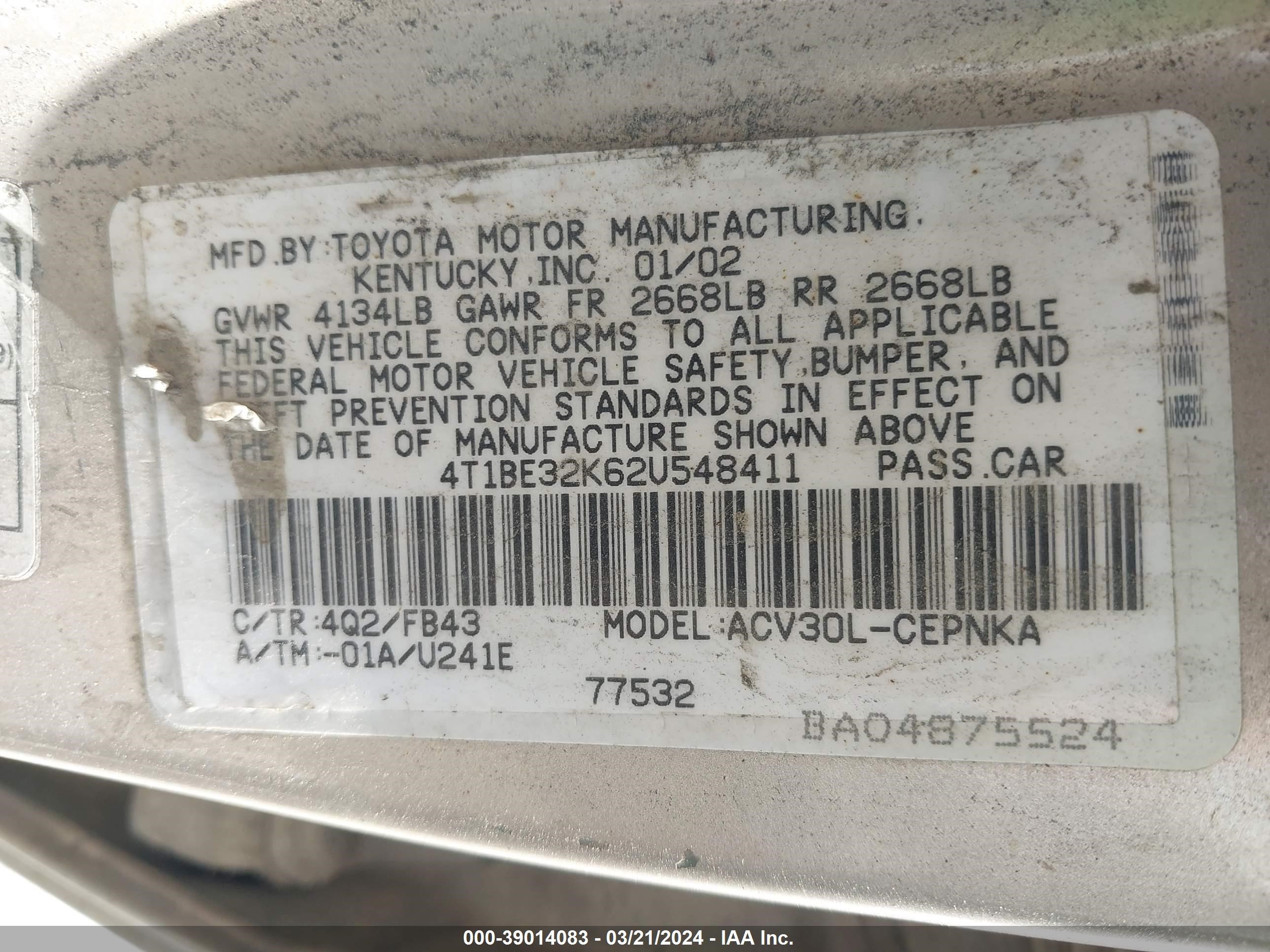 Photo 8 VIN: 4T1BE32K62U548411 - TOYOTA CAMRY 