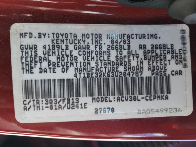 Photo 11 VIN: 4T1BE32K63U204787 - TOYOTA CAMRY 