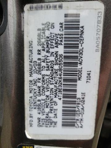 Photo 12 VIN: 4T1BE32K64U805506 - TOYOTA CAMRY 