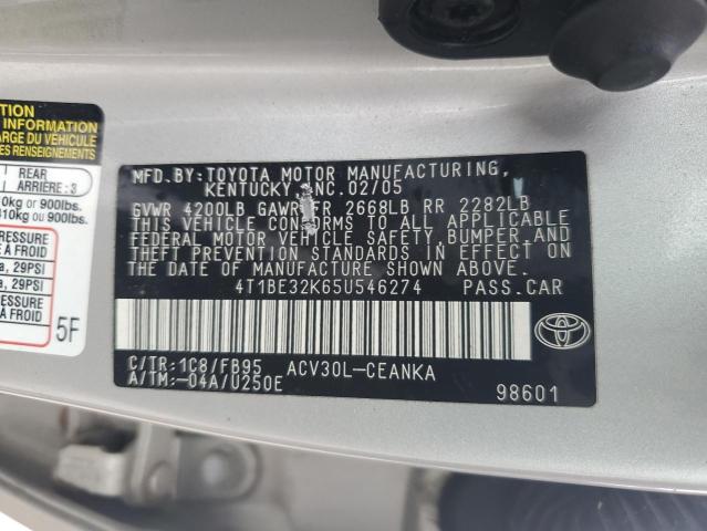 Photo 11 VIN: 4T1BE32K65U546274 - TOYOTA CAMRY 