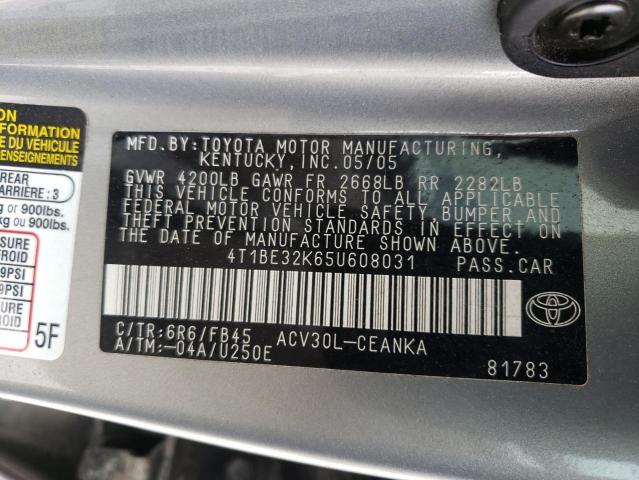 Photo 12 VIN: 4T1BE32K65U608031 - TOYOTA CAMRY 