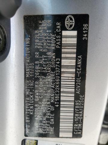 Photo 11 VIN: 4T1BE32K66U137743 - TOYOTA CAMRY LE 