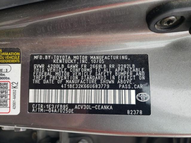 Photo 12 VIN: 4T1BE32K66U683779 - TOYOTA CAMRY 