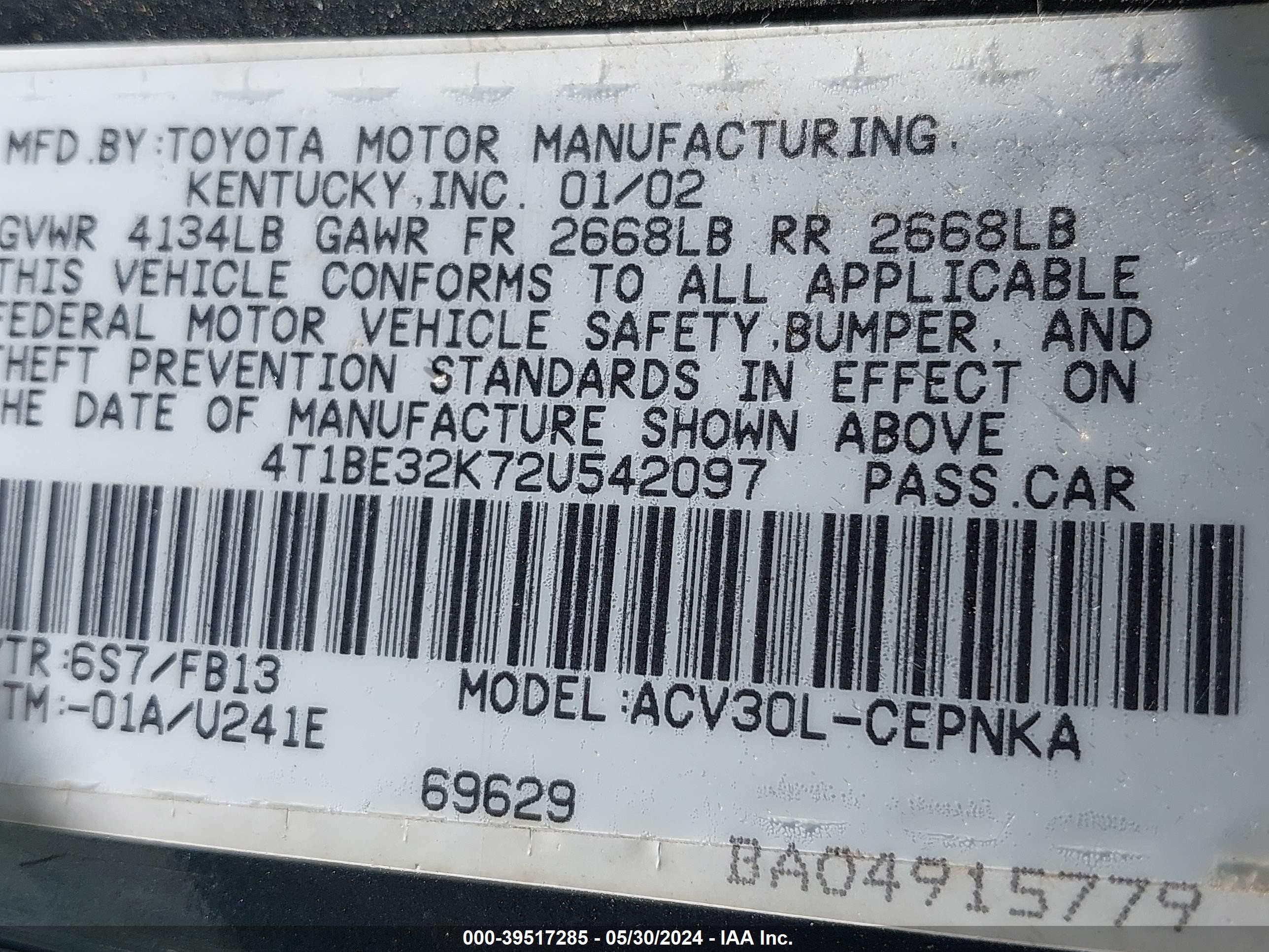 Photo 8 VIN: 4T1BE32K72U542097 - TOYOTA CAMRY 