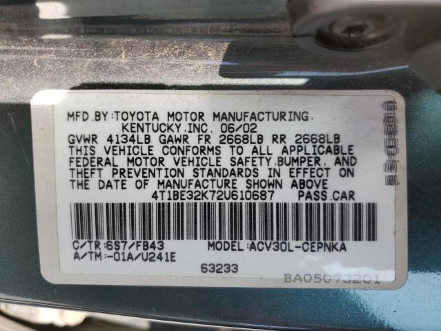 Photo 12 VIN: 4T1BE32K72U610687 - TOYOTA CAMRY 