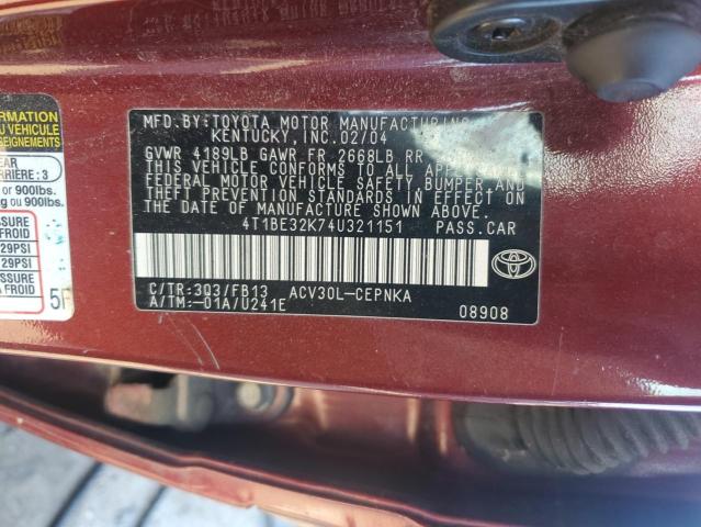 Photo 11 VIN: 4T1BE32K74U321151 - TOYOTA CAMRY 