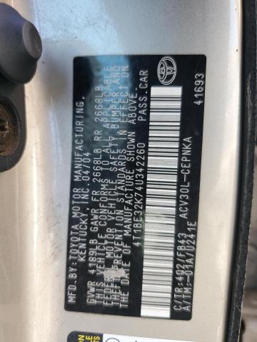 Photo 12 VIN: 4T1BE32K74U342260 - TOYOTA CAMRY LE 