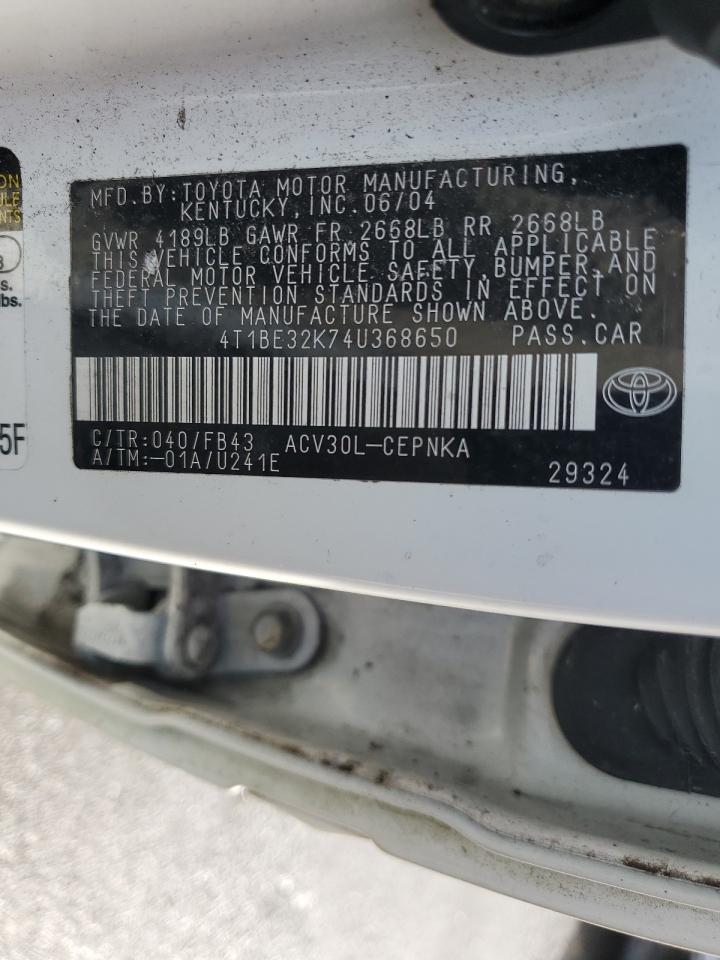 Photo 11 VIN: 4T1BE32K74U368650 - TOYOTA CAMRY 