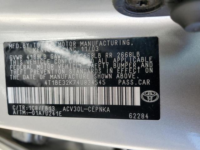 Photo 11 VIN: 4T1BE32K74U834545 - TOYOTA CAMRY 