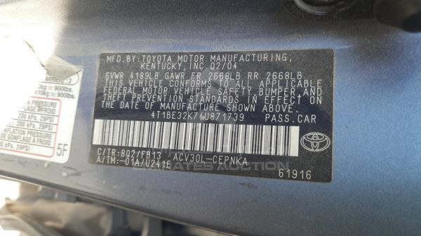 Photo 2 VIN: 4T1BE32K74U871739 - TOYOTA CAMRY 